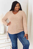 Double Take Drawstring Ribbed Long Sleeve T-Shirt 