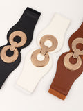 Alloy Buckle Elastic PU Belt 