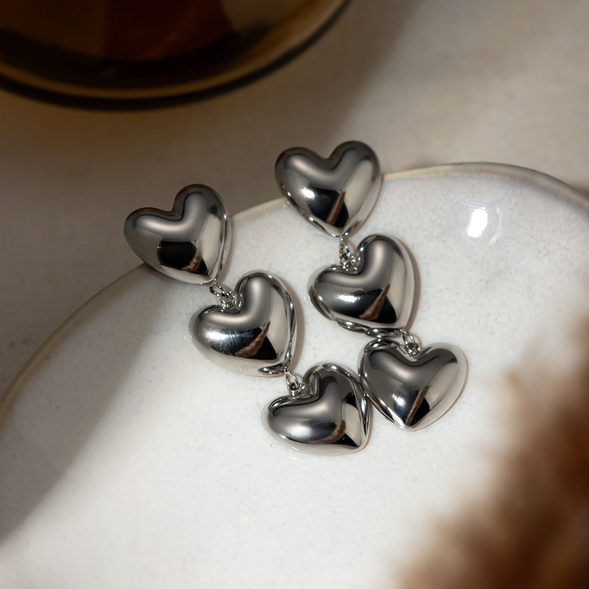 Stainless Steel Heart Earrings 