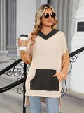 Double Take Contrast Hooded Long Sleeve Top 