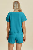 Double Take Full Size Texture Short Sleeve Top and Shorts Set 