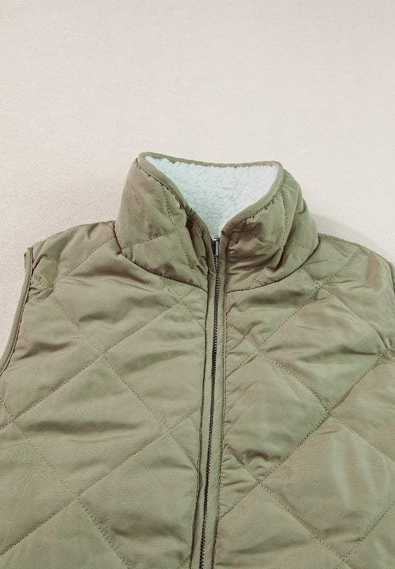 Fuzzy Zip Up Vest Coat with Pockets 