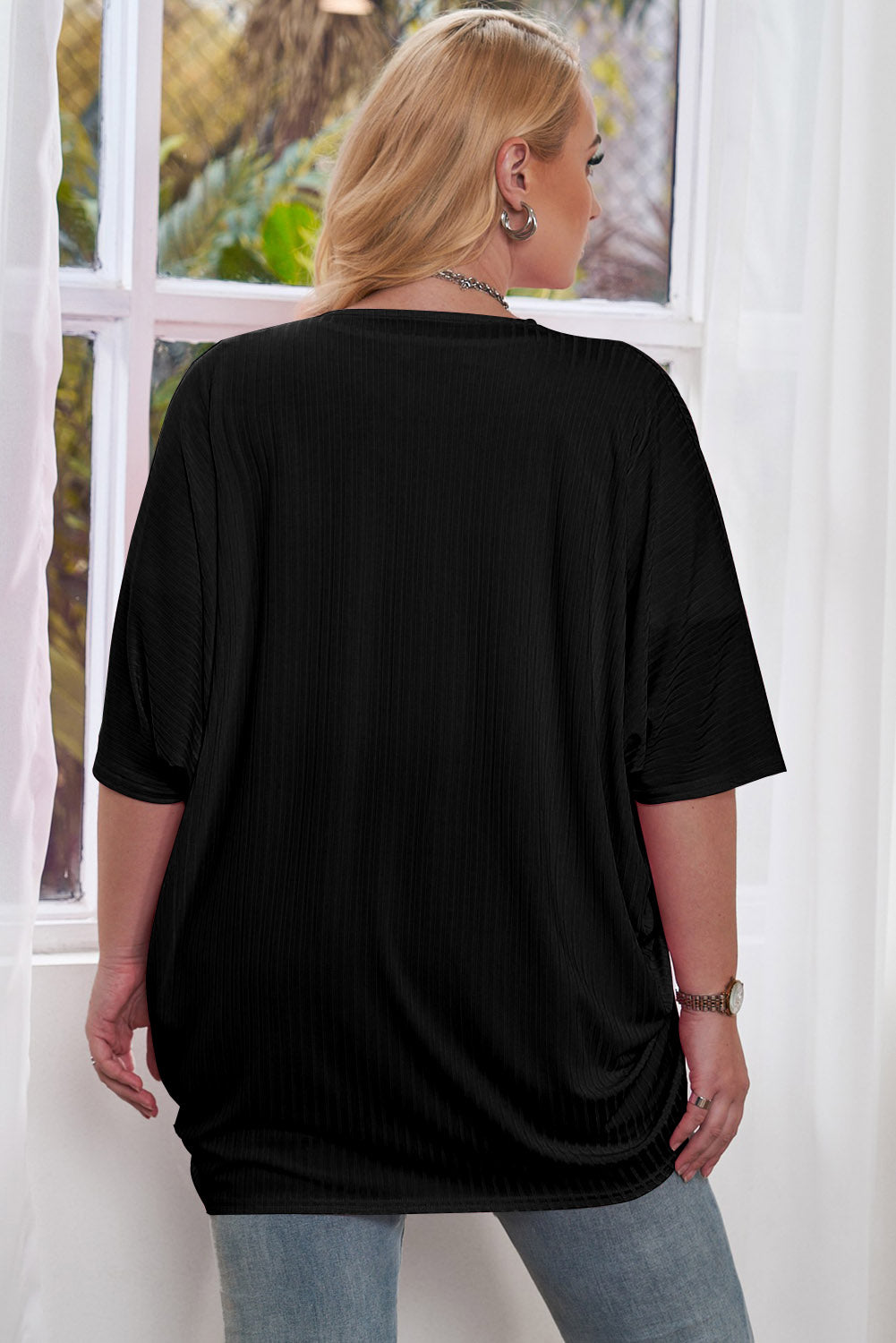 Plus Size Ribbed Cocoon Cover Up 
