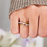 Crisscross Gold-Plated 925 Sterling Silver Ring 