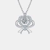 Moissanite 925 Sterling Silver Bow & Heart Necklace 