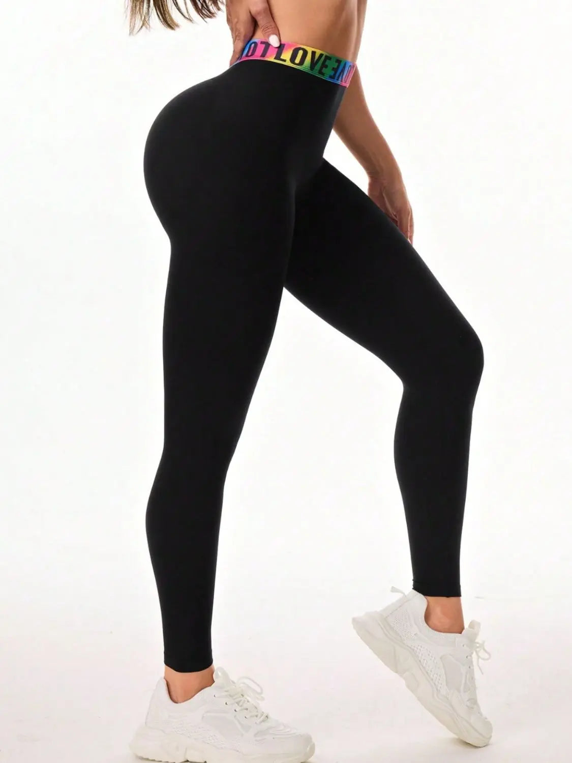 Letter Printed High Waist Active Leggings 