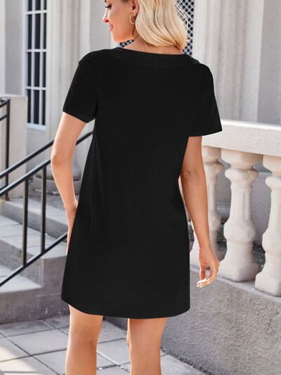 Lovelet Square Neck Short Sleeve Mini Tee Dress Dresses