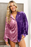 BiBi Contrast Button Up Long Sleeve Shirt 
