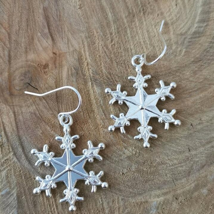 Silver-Plated Snowflakes Earrings 