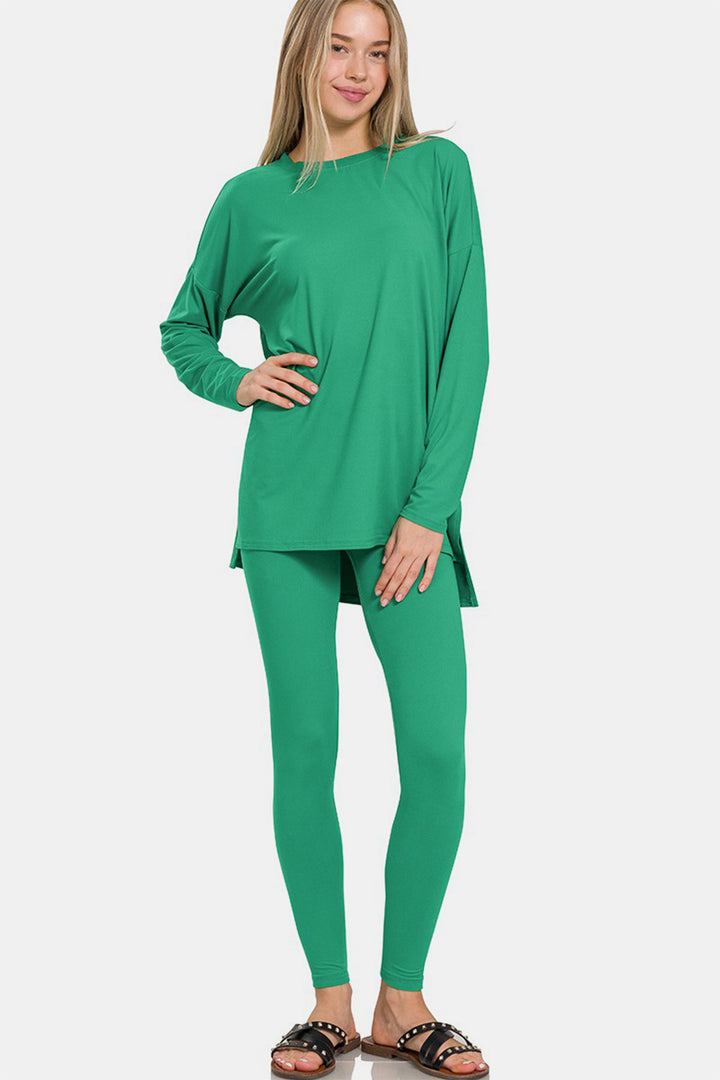 Zenana Full Size Brushed Microfiber Top and Leggings Lounge Set 