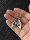 Alloy Rhinestone Leaf Shape Earrings 