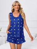 Heart Scoop Neck Tank and Shorts Lounge Set Lingerie & Nightwear