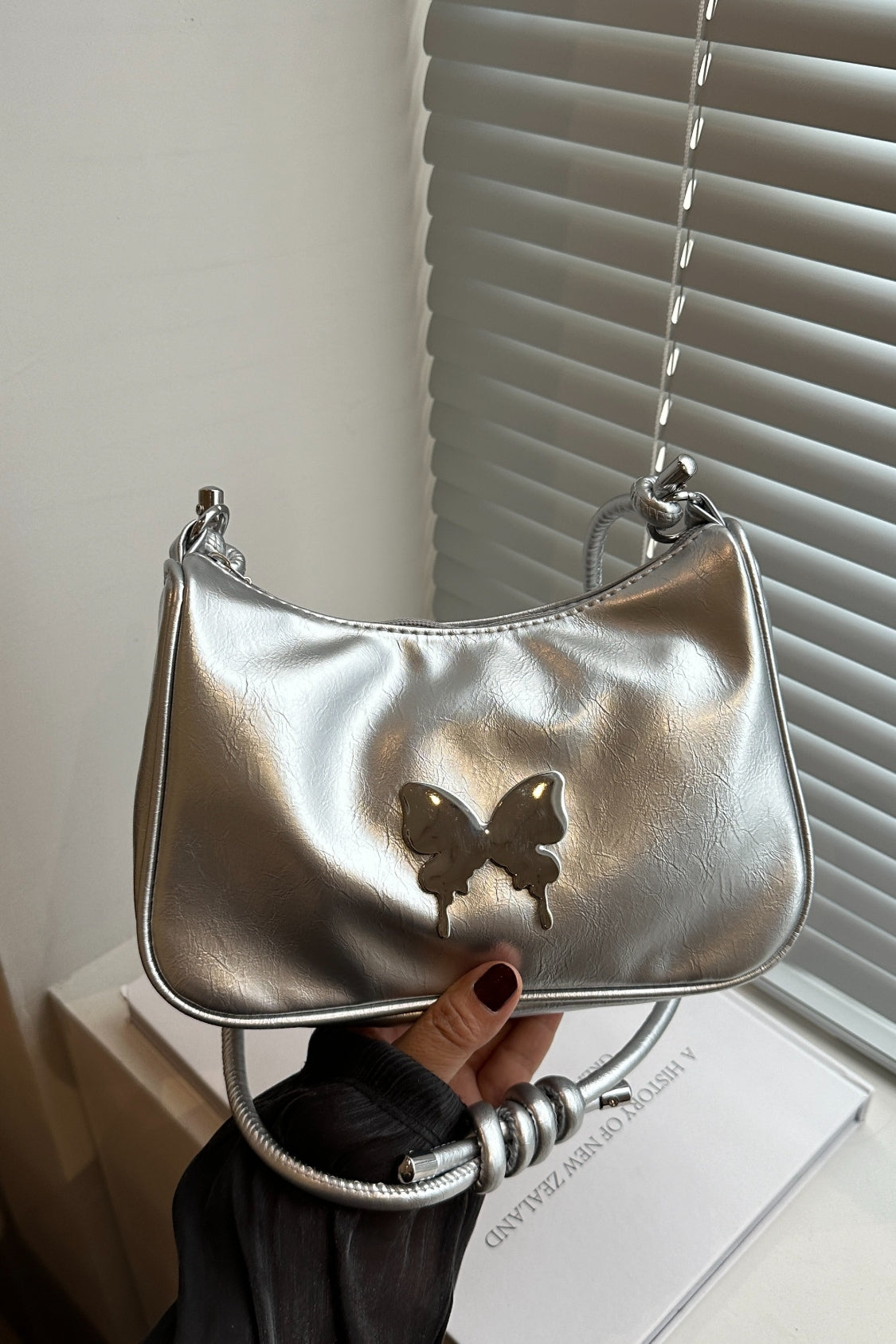 Butterfly PU Leather Knotted Strap Shoulder Bag 