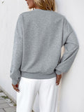 Perfee Cutout Pearl Round Neck Long Sleeve Sweatshirt 