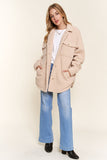 And The Why Teddy Sherpa Button Down Curved Hem Shacket 