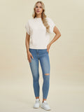 Double Take Full Size Mock Neck Short Sleeve Sweater 