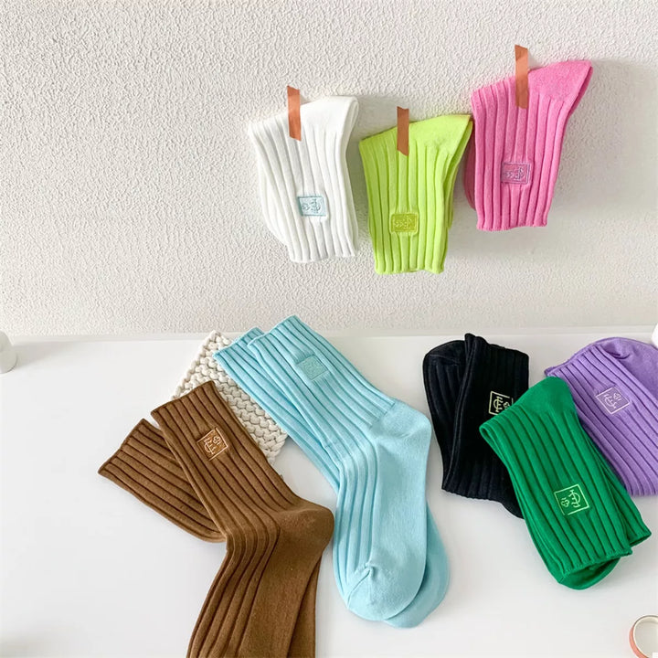 Breathable Ribbed Knit Crew Socks Lingerie & Nightwear