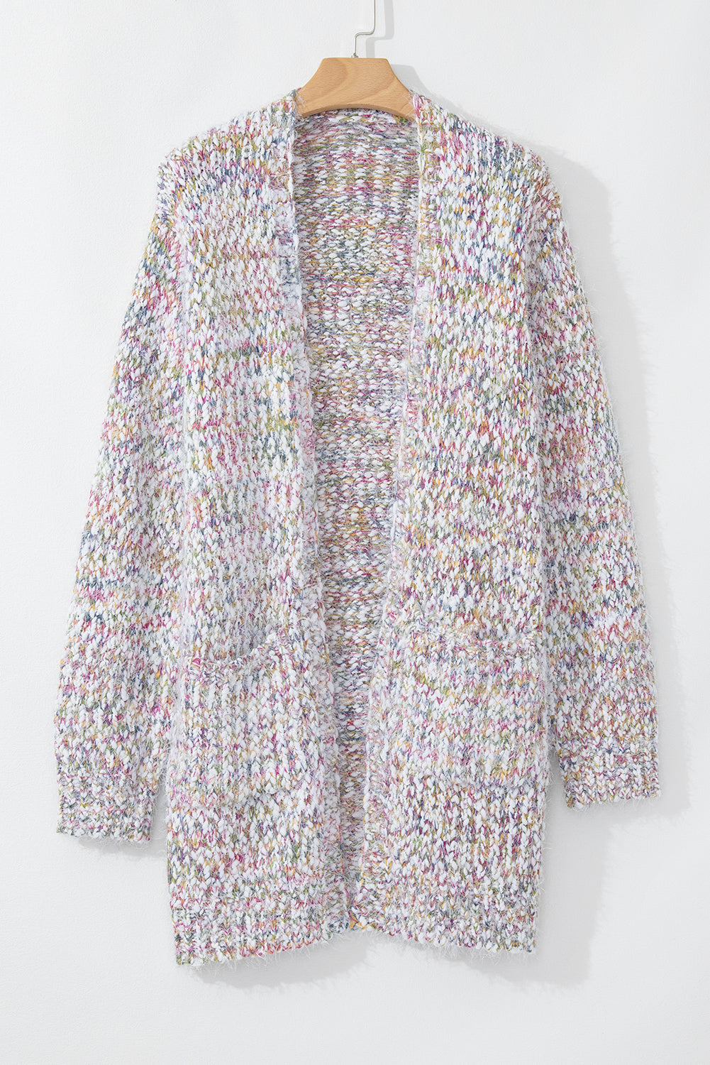Pink Multicolor Confetti Open Front Knit Cardigan Sweaters & Cardigans/Cardigans