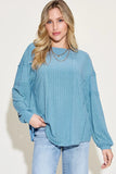 Basic Bae Full Size Ribbed Round Neck Long Sleeve T-Shirt Sweaters & Cardigans