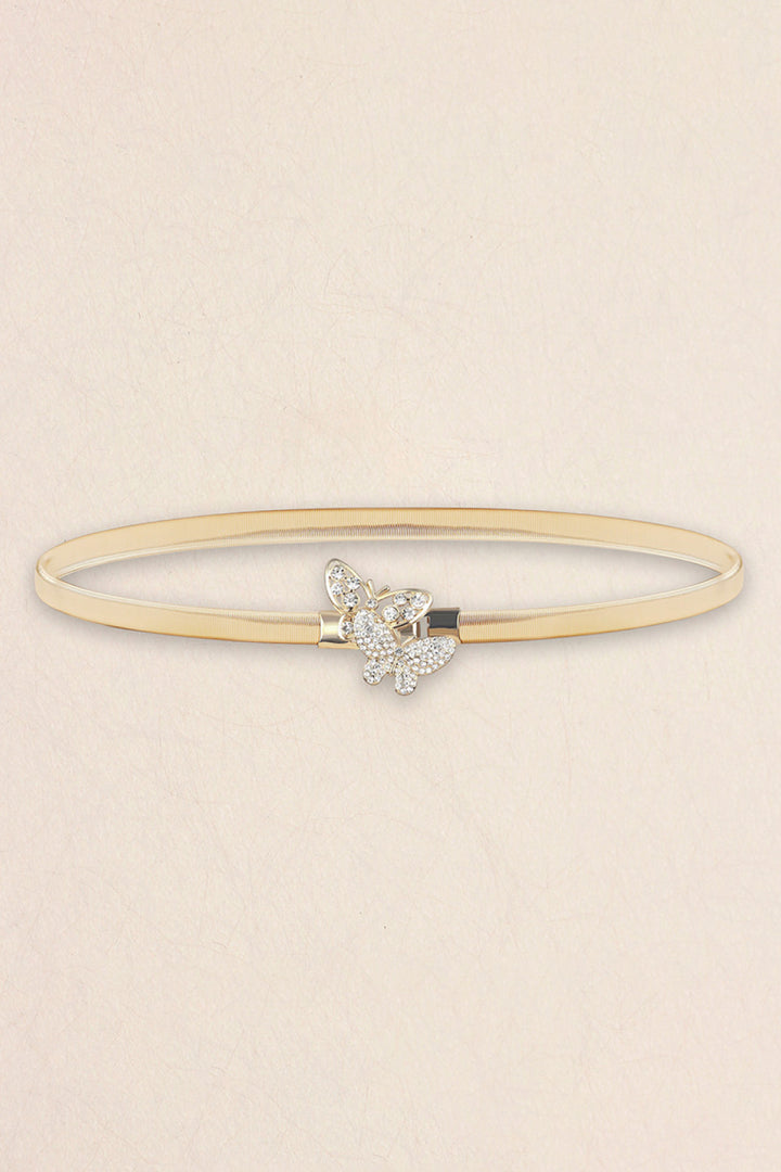 Rhinestone Butterfly Elastic Metal Belt 