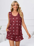 Heart Scoop Neck Tank and Shorts Lounge Set Lingerie & Nightwear