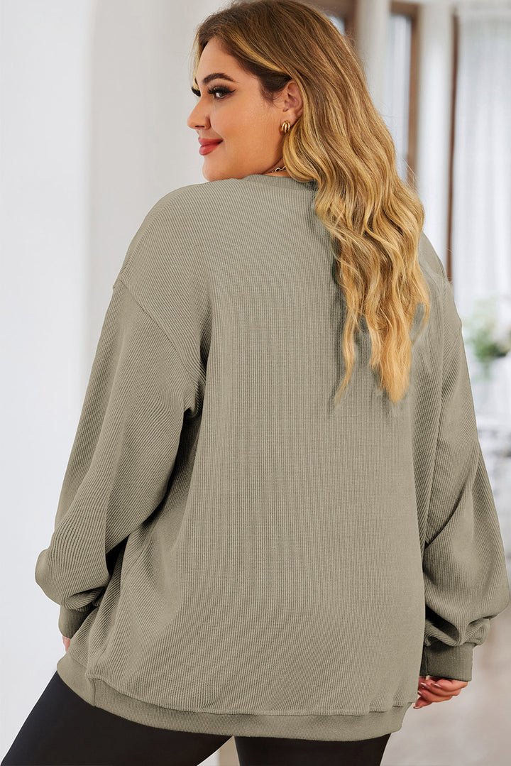 Plus Size Round Neck Dropped Shoulder Sweatshirt 