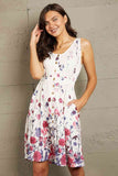 Double Take Scoop Neck Buttoned Sleeveless Magic Dress with Pockets 