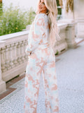 Printed Long Sleeve Top and Wide Leg Pants Lounge Set Lingerie & Nightwear