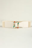 Multicolored Leaf Buckle Elastic Belt 