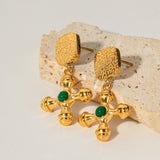 Gold-Plated Stainless Steel Cross Shape Earrings 