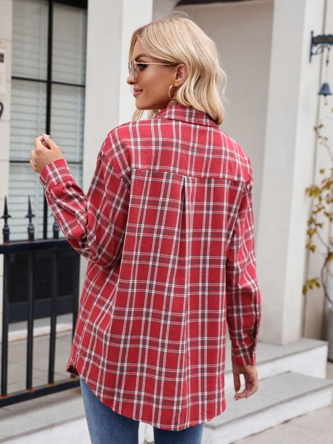 Mandy Plaid Button Up Long Sleeve Shirt 