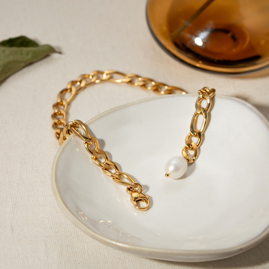 Stainless Steel Chain Pearl Anklet Bracelet 