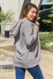 Full Size Teddy Hooded Jacket with Pockets 