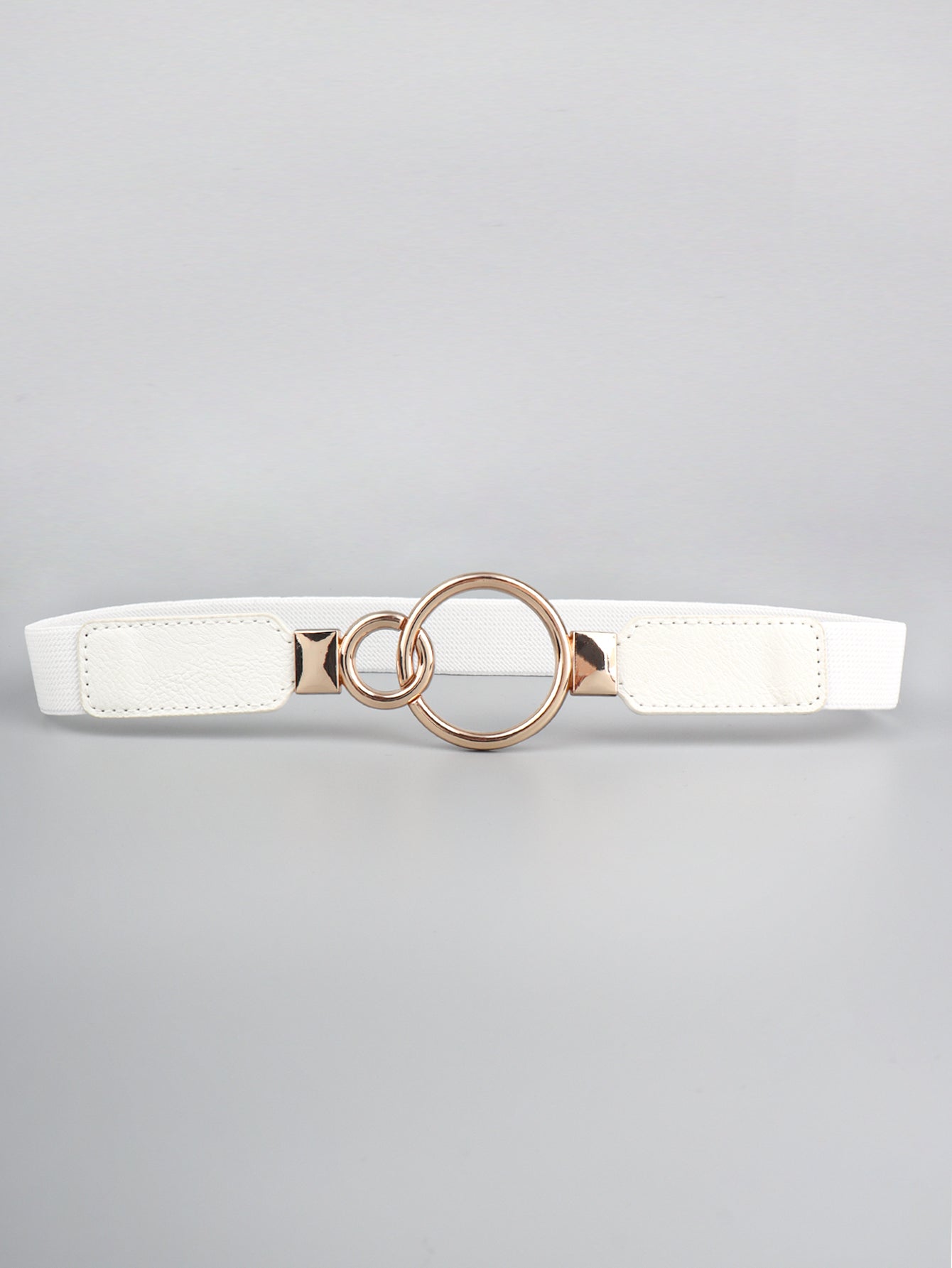 Double Ring Buckle Elastic PU Belt 
