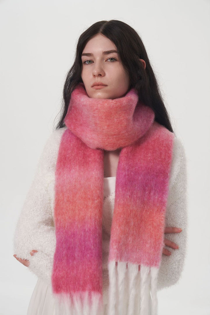 Fringe Gradient Thermal Scarf 