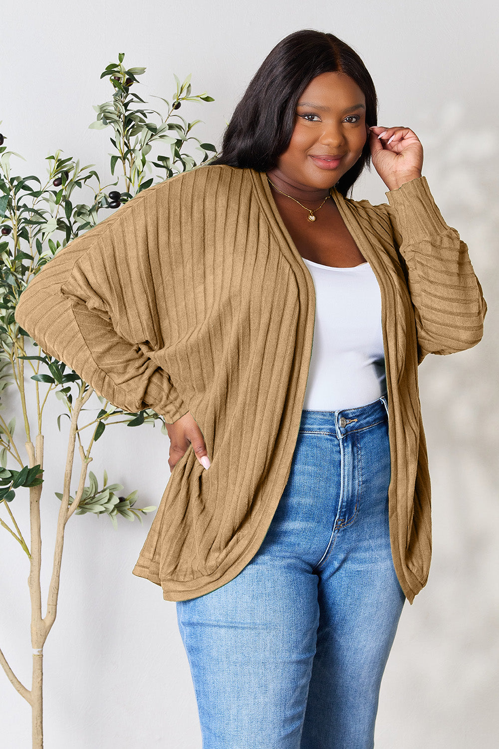 Basic Bae Full Size Ribbed Cocoon Cardigan 