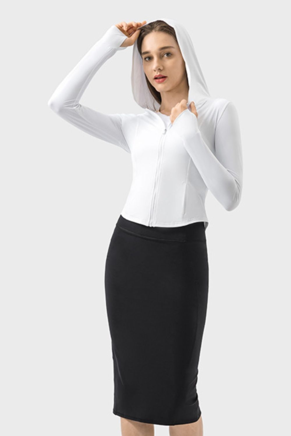 Millennia Pocketed Zip Up Hooded Long Sleeve Active Outerwear 