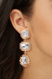 Geometrical Shape Zinc Alloy Frame Glass Dangle Earrings 