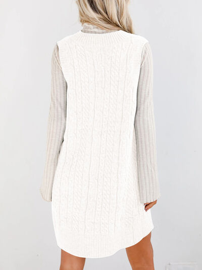 Lovelet Cable Knit V-Neck Mini Sweater Overall Dress Dresses