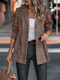 Plaid Button Up Lapel Collar Blazer 
