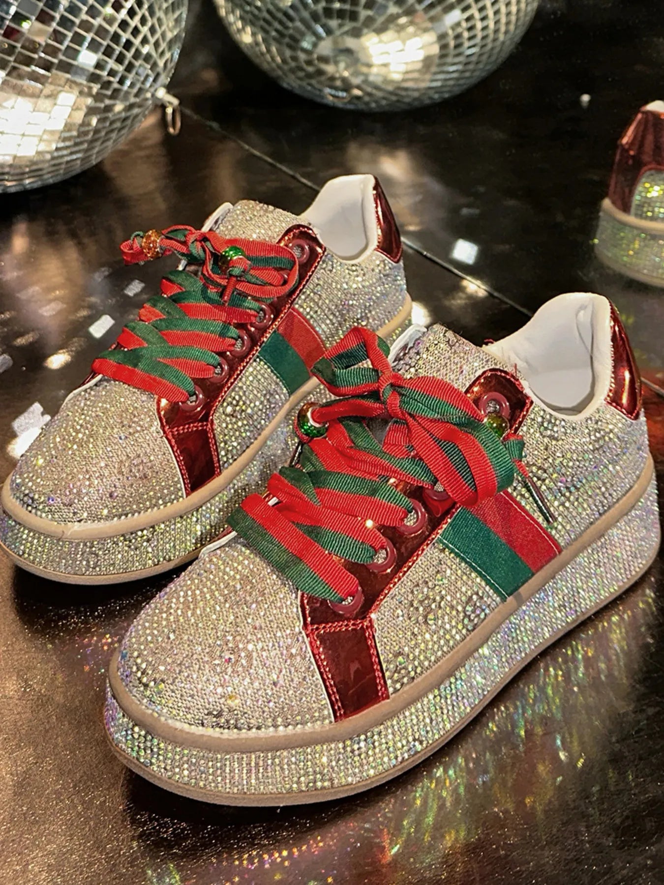 Rhinestone Round Toe Sneakers 