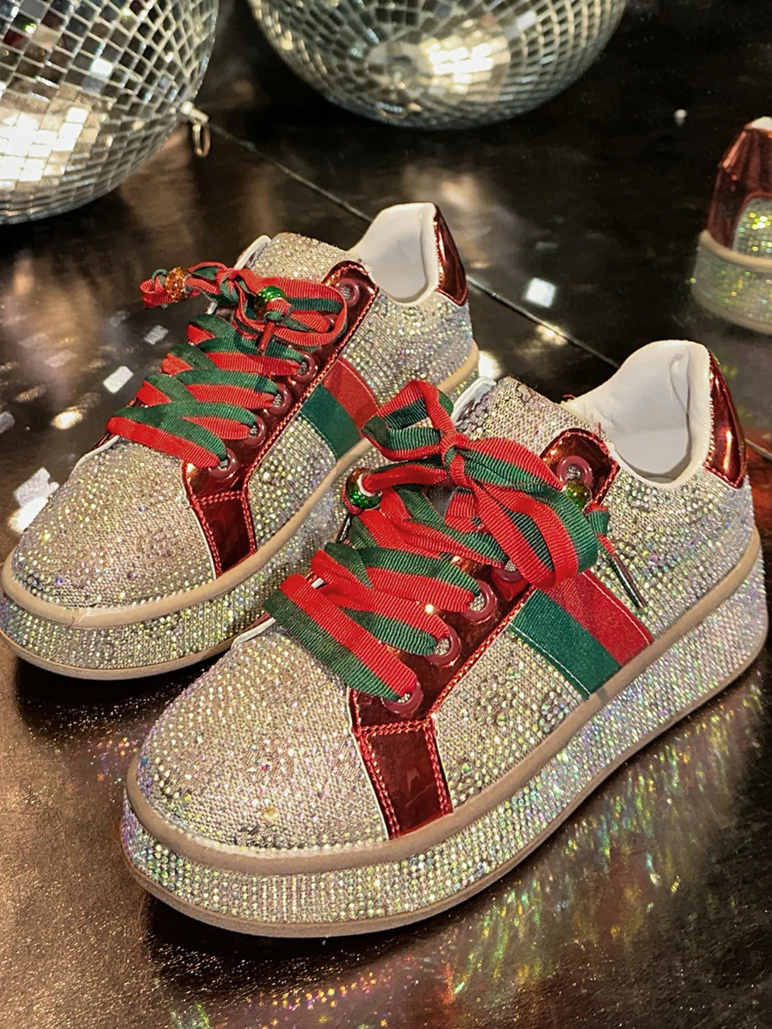 Rhinestone Round Toe Sneakers 