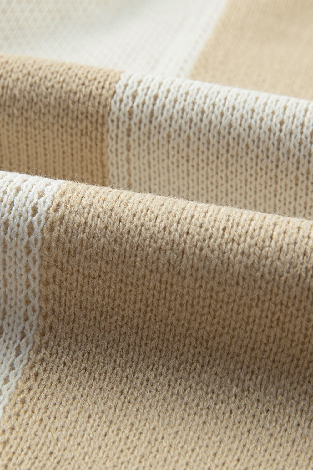 Checkered Round Neck Drop Shoulder Sweater 