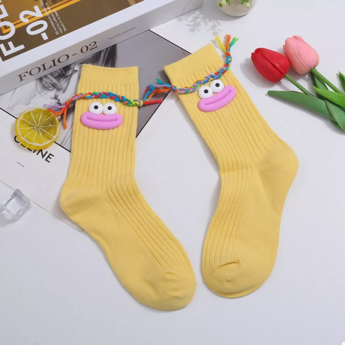 Cartoon Ribbed Knit Crew Socks Lingerie & Nightwear