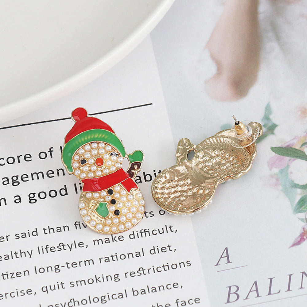 Snowman Rhinestone Alloy Earrings 