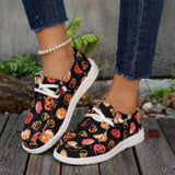 Halloween Pumpkin Print Round Toe Sneakers 