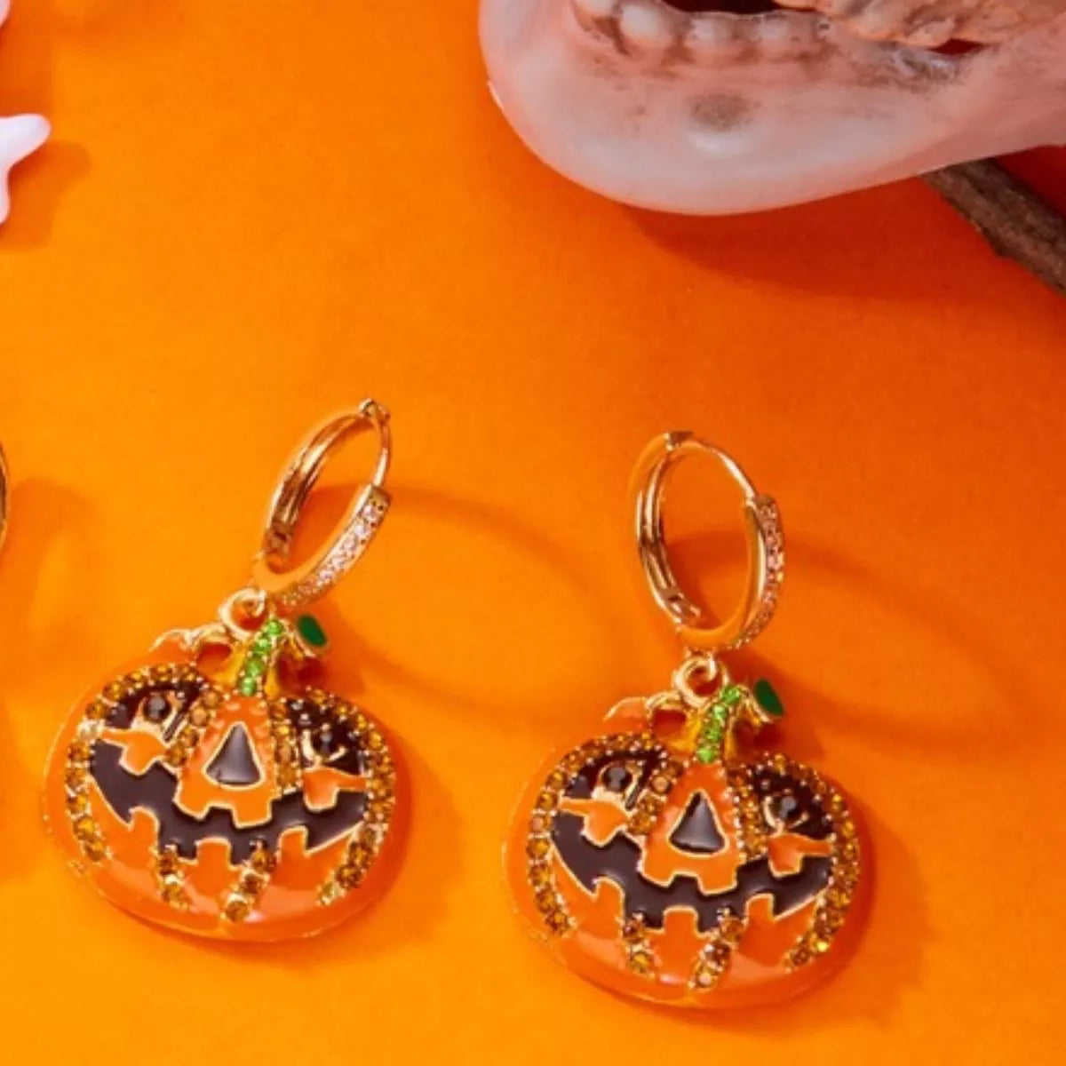 Halloween Pumpkin Drop Earrings 