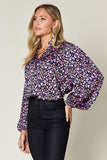 Double Take Full Size Printed Balloon Sleeve Shirt 