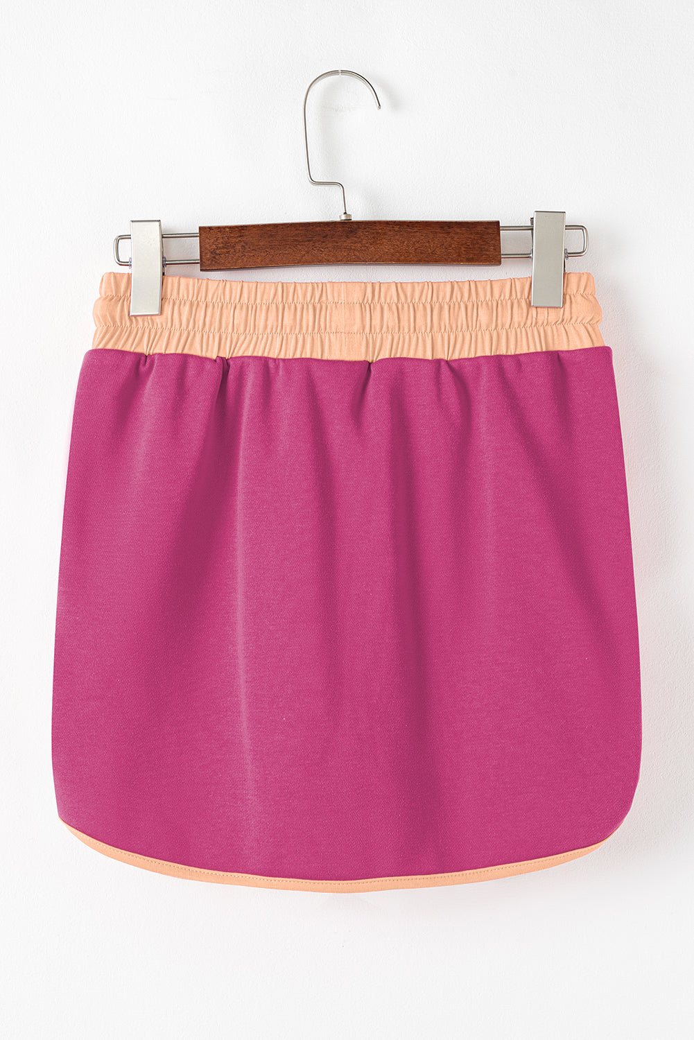 Evergreen Color Contrast Loose Pullover and Lace-up Waist Skort Set Two Piece Sets/Two Piece Dresses