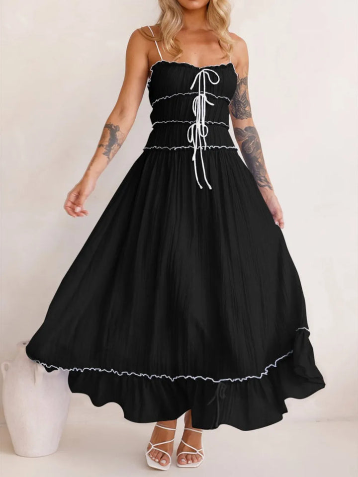 Devine Frill Ruffled Hem Midi Cami Dress 